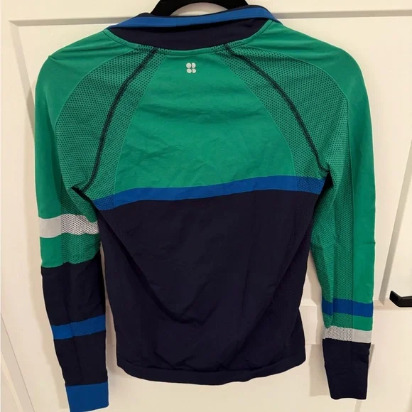 Sweaty Betty London Half Zip Performance Top Green Blue Colorblock Size S - Picture 3 of 3